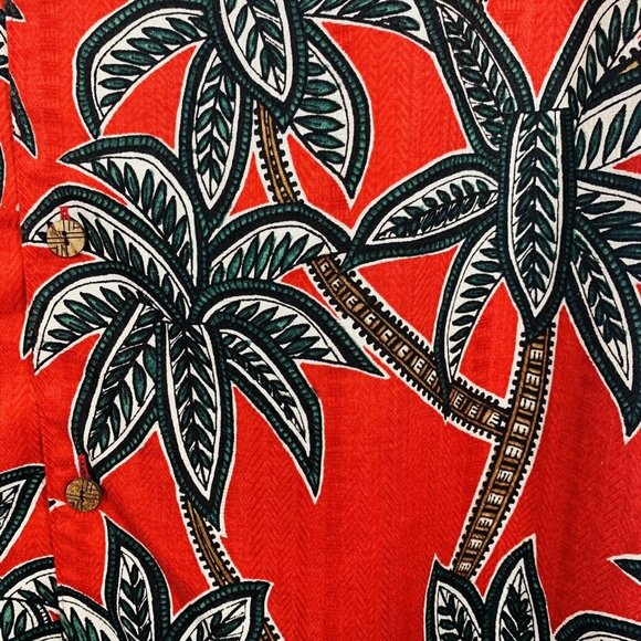 Caribbean Hawaiian Shirt Mens XL Short Sleeve Red Silk Blend Beach Cruise Vacay - Picture 5 of 12